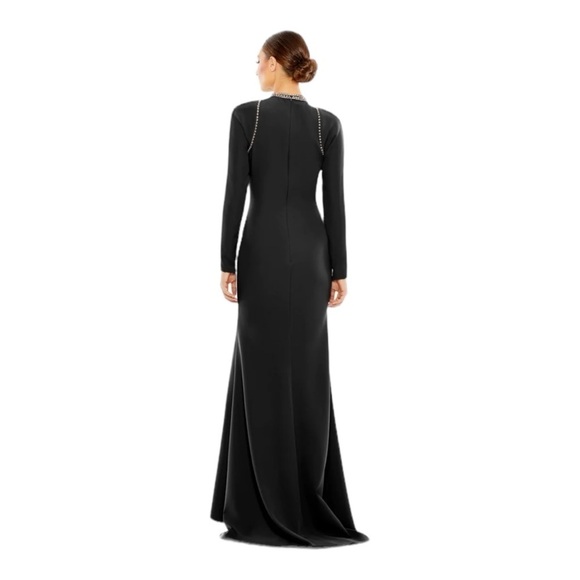 Mac Duggal Raglan Long Sleeve Gown in Black NWT - Picture 5 of 7